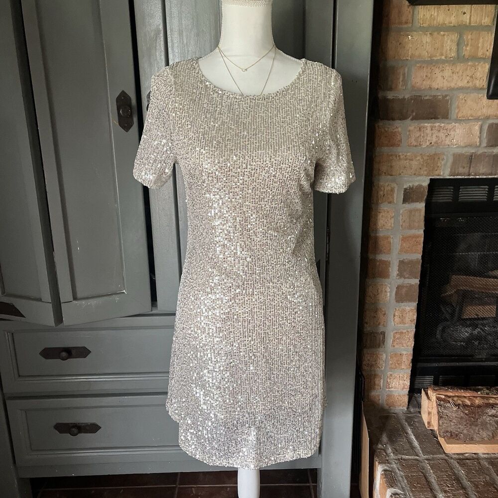 NWT Seven 7 For All Mankind Sequin Short Sleeve Mini Dress Size Xs Luxury Dress
